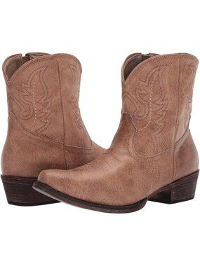 Women’s Tan Western Ankle Boots, Roper Fashion Cowboy Booties